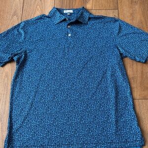 Peter Millar Blue Bottle Opener Patterned Short-Sleeve Polo